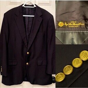 Brooks Brothers Country Club Loro Piana Wool Gold Button Blazer 48L Old Money